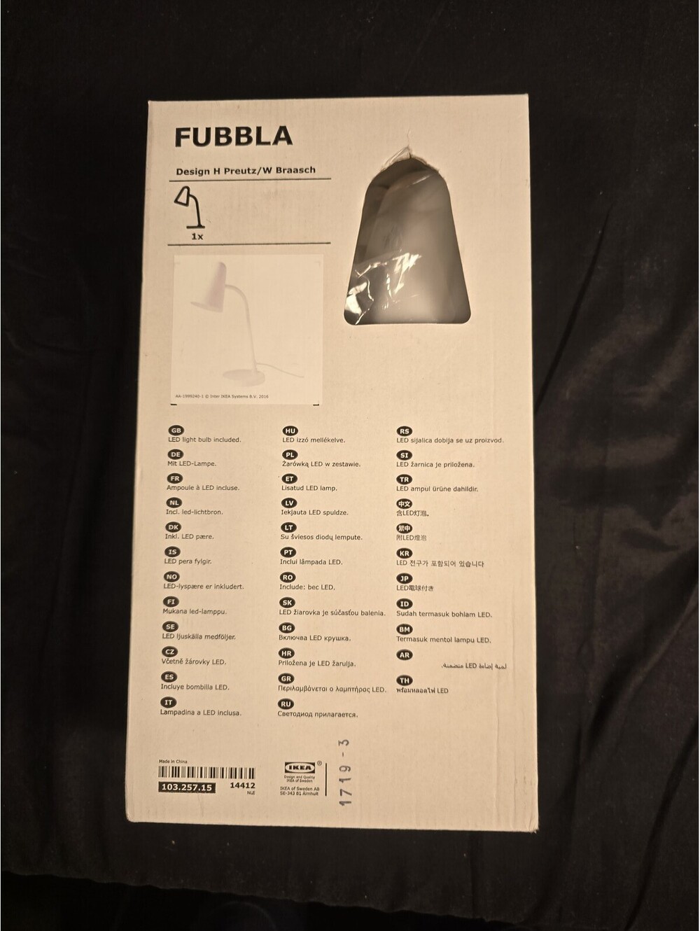 IKEA FUBBLA LED desk lamp white adjustable arm 103.257.15